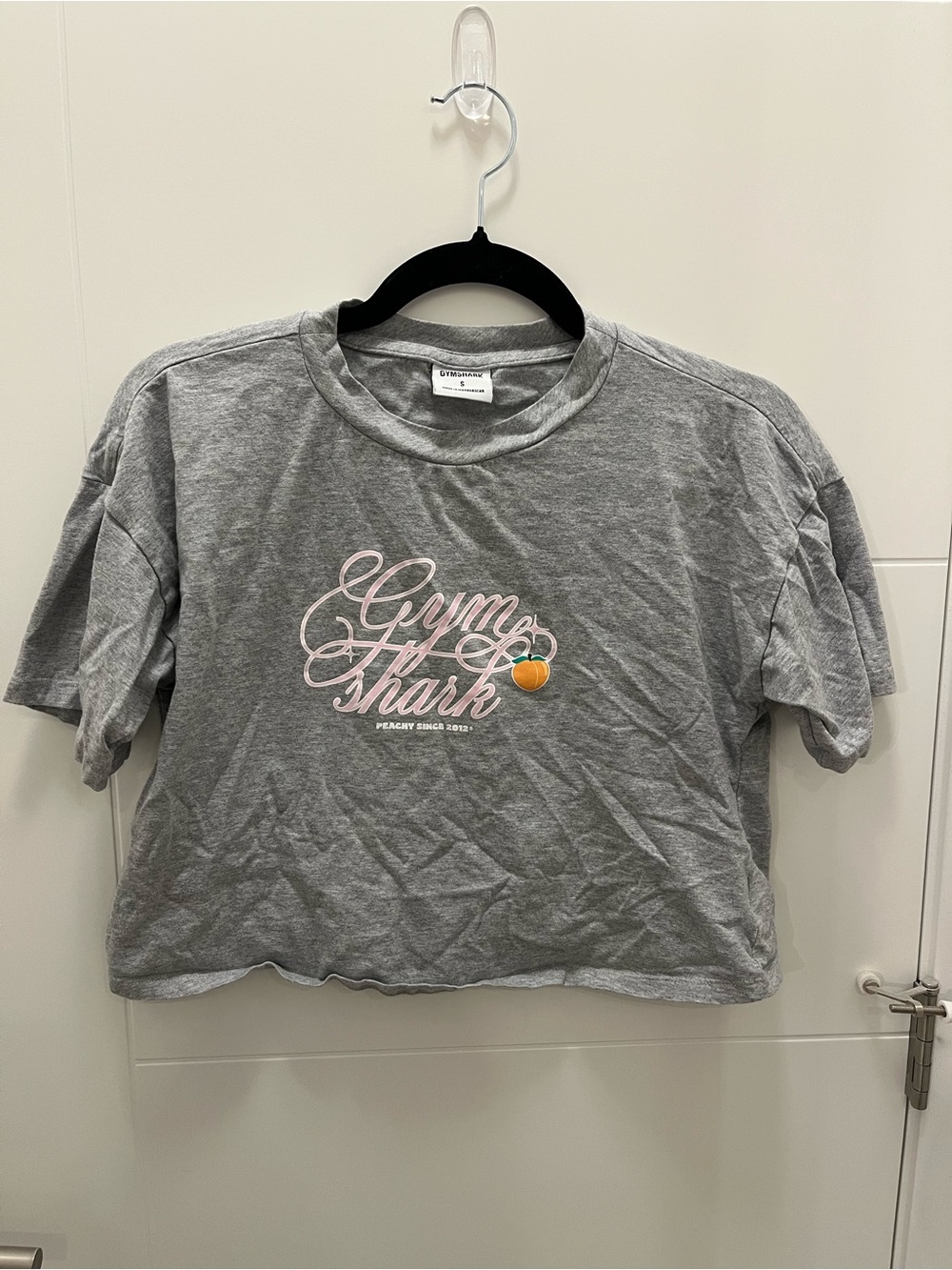 Gymshark Gray Logo Crop Tee - Small